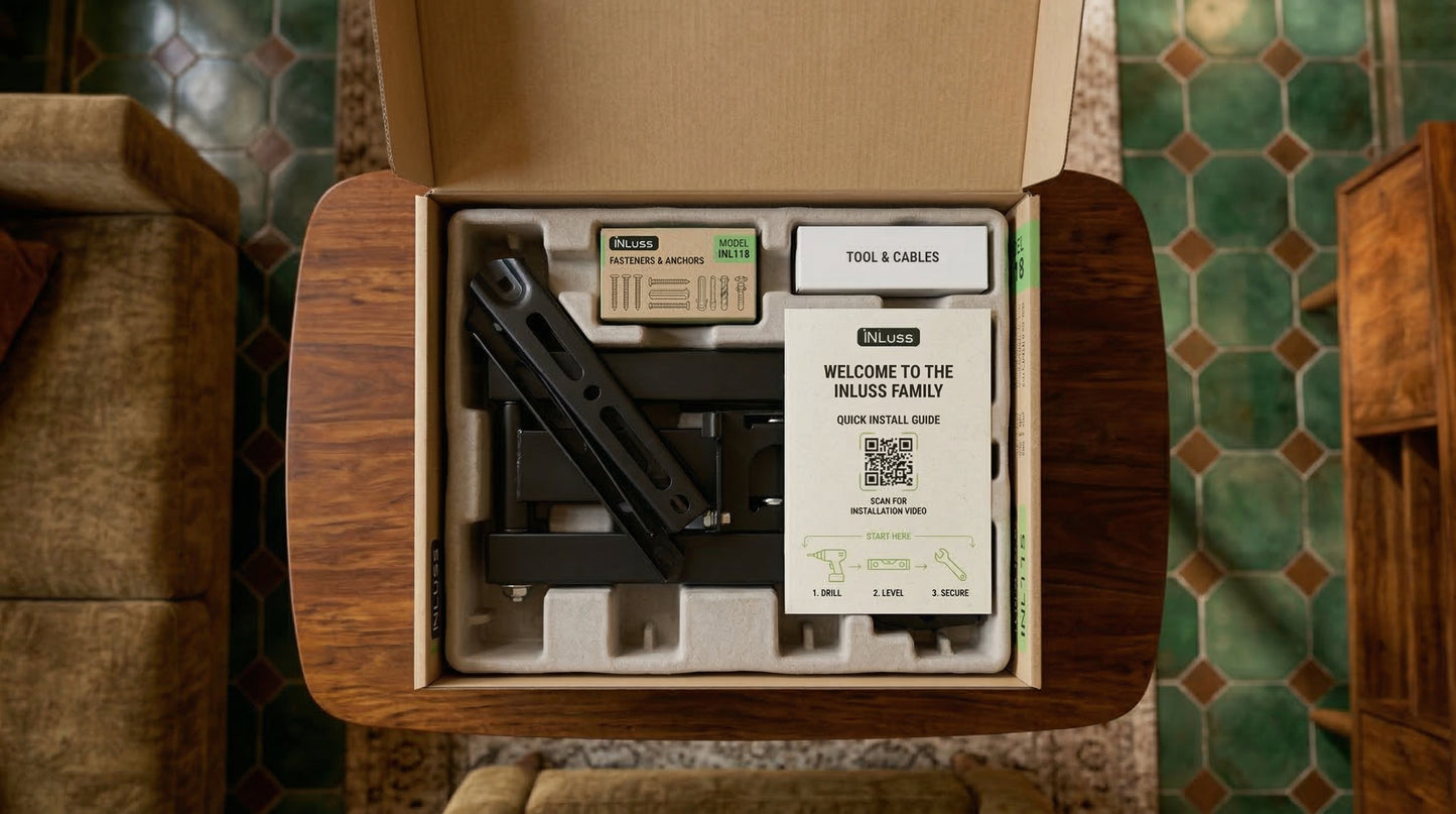 INLuss TV Wall Mount Full-Motion | 26"-60" | VESA 400×400 | 60kg Load | Tilt + Swivel | Includes Level