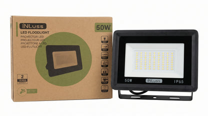 INLuss® Proyector LED 50W | IP65 Exterior | Certificado CE | 5,000 lm | 6500K | Garantía de 3 años