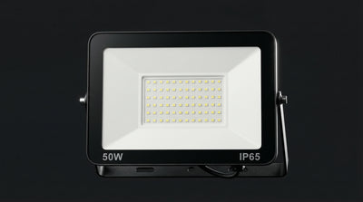 INLuss LED flood light with specifications on a black background