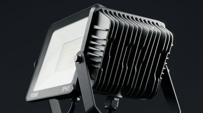 LED flood light on a black background