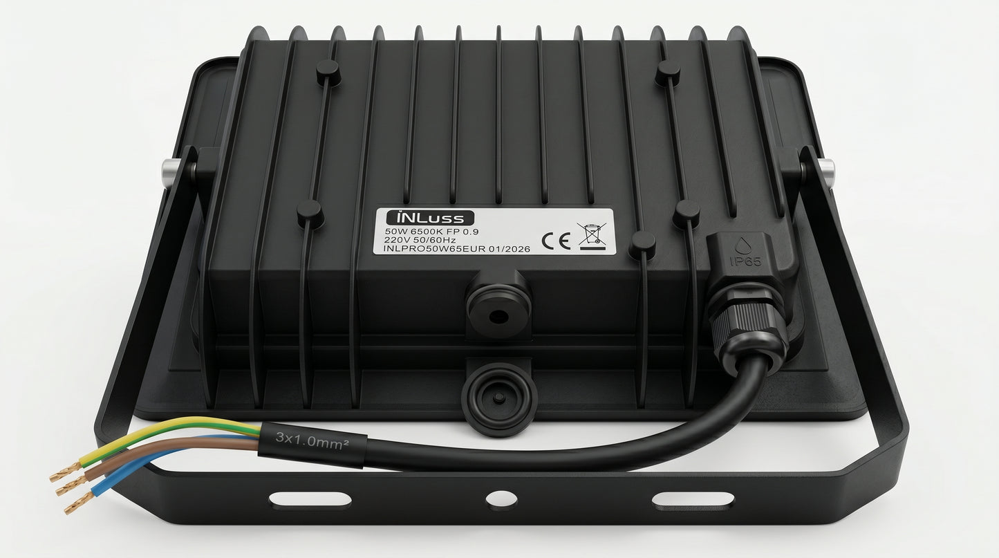 INLuss® Proyector LED 50W | IP65 Exterior | Certificado CE | 5,000 lm | 6500K | Garantía de 3 años