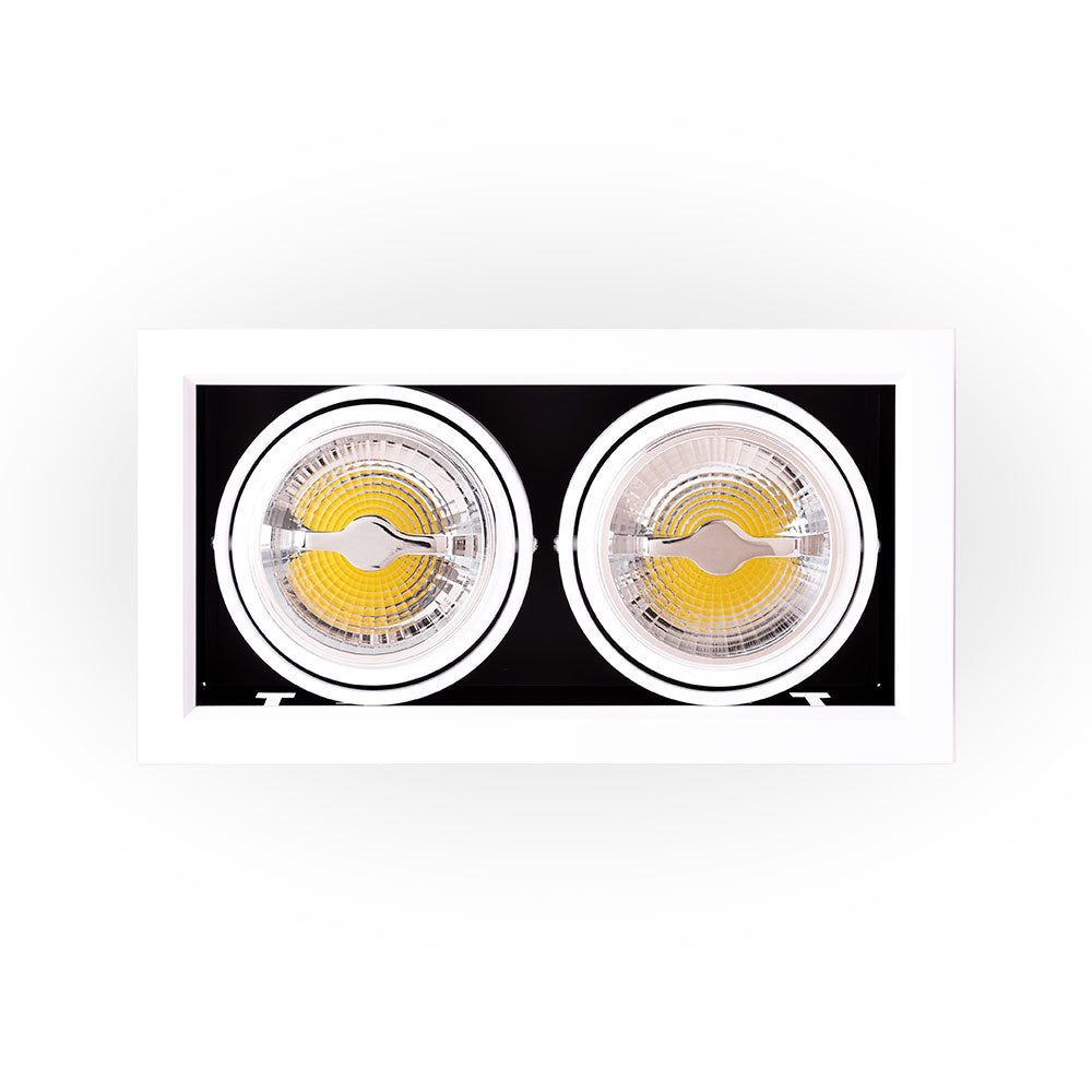 Pack 2 uds · Downlight cardán LED doble 24W orientable CRI 90 – Blanco cálido 2700K